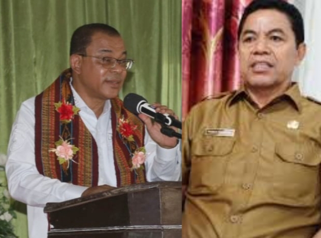Foto: Bupati Ende, Yoseph Benediktus Badeoda (Kiri) dan Plt BPKAD Ende, Fransisco Versailes Siga (Kiri)/ Sumber: Dok.Narasintt